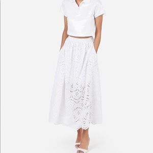 EXPRESS KARLA HIGH WAISTED EYELET LACE MAXI SKIRT